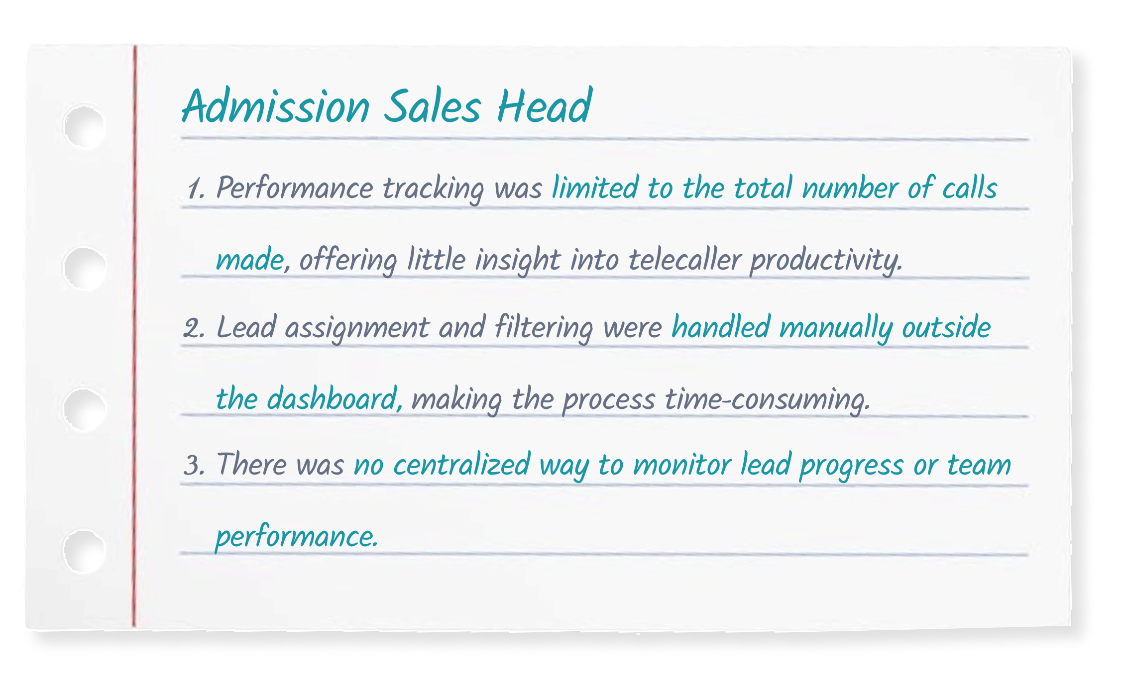 Admission Sales Head Feedback Note